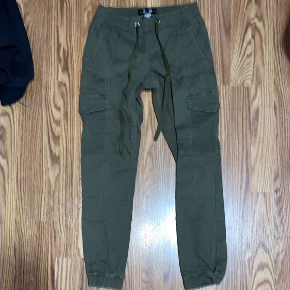 Rewash Green Cargo Joggers with Elastic Cuffs